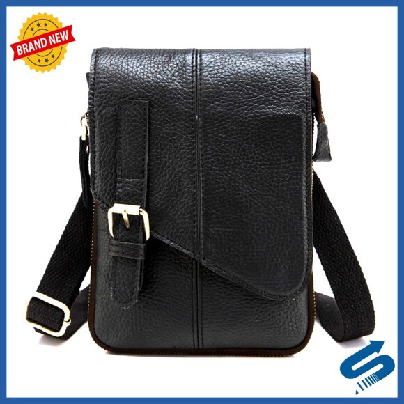 Genuine Leather Messenger Bag Adjustable Strap Multi-Way Wear Phone Pouch